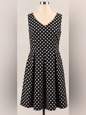 Pink Owl Navy Blue Polka Dot Fit & Flare Dress 2X